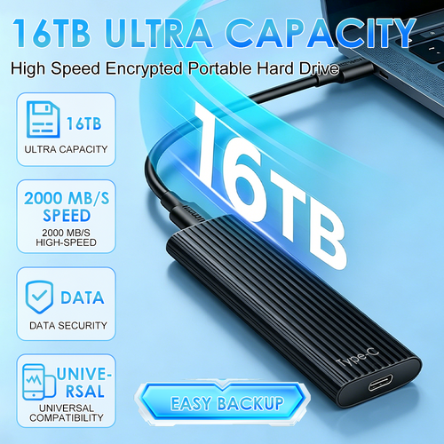 Shipped from Australia 🏆Flash Sale⚡ 50K+ SOLD! Almost Gone-🔥16TB Large-Capacity Type-C Portable Mini SSD -up
