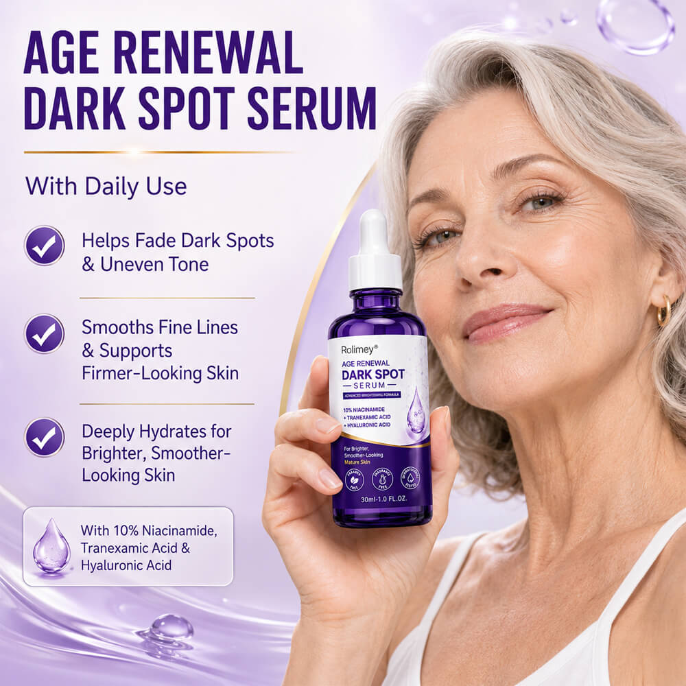 Rolimey® Age Renewal Dark Spot Serum — Infused with 10% Niacinamide, Tranexamic Acid & Hyaluronic Acid for Brighter, Smoother-Looking Mature Skin 🍀