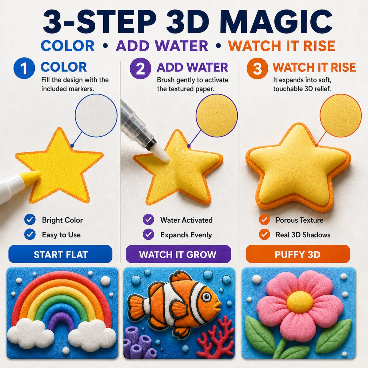 🌼IEY® 3D Puffy Texture Paper